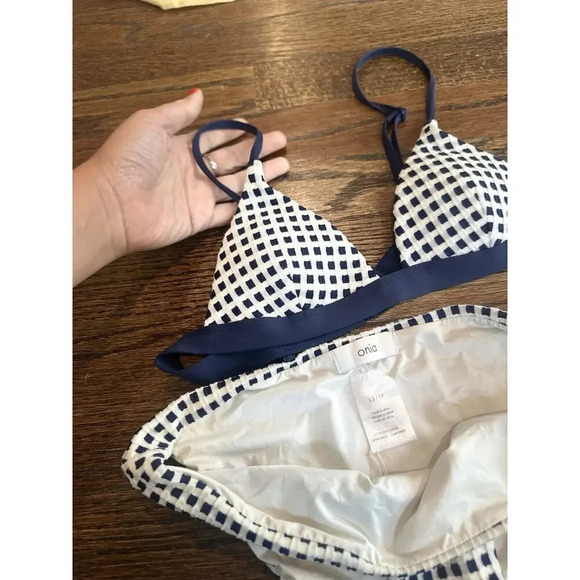 Onia Danni Triangle Bikini Top And Button in Blue Shadow Size XS - Picture 7 of 11